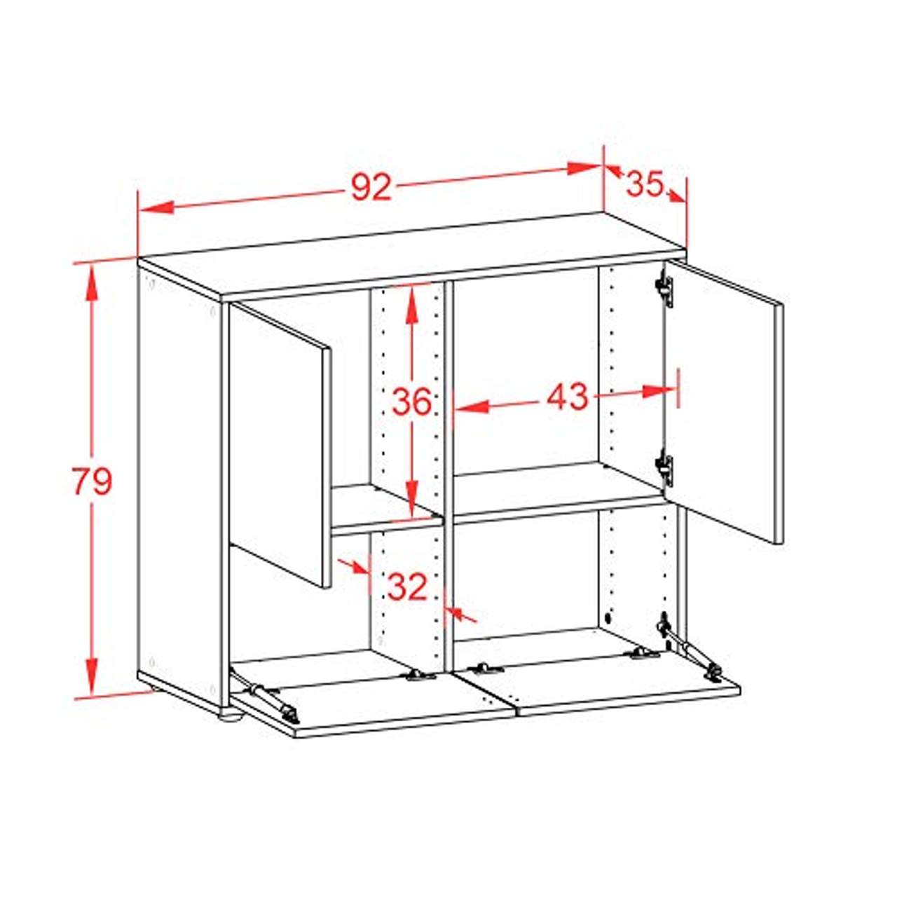 Stil.Zeit Sideboard Carolan Korpus Anthrazit matt