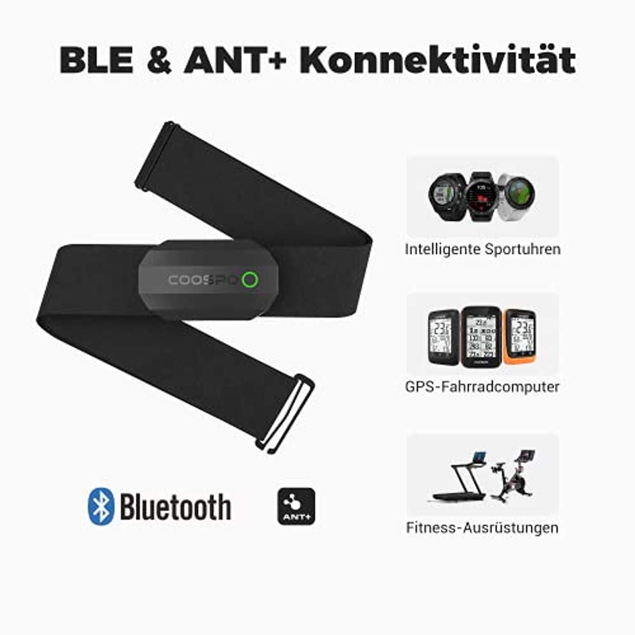 CooSpo H808S Herzfrequenzmesser Pulsgurt Bluetooth ANT+