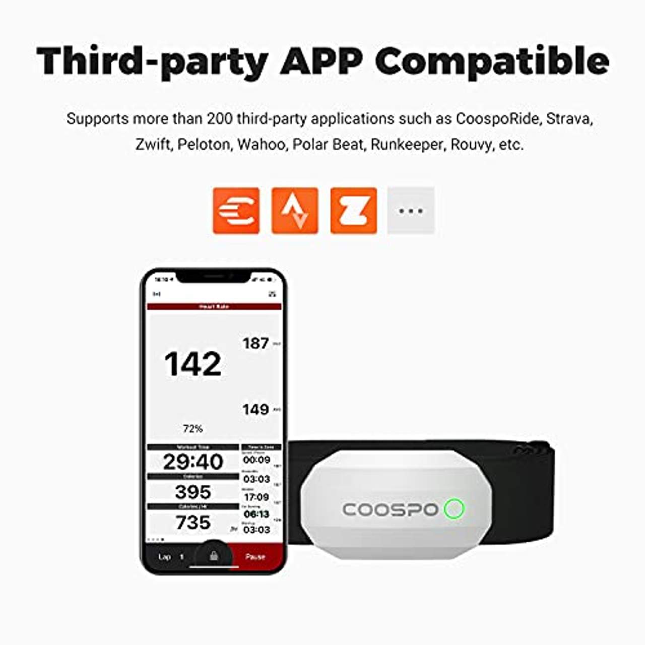 CooSpo Bluetooth Herzfrequenzmesser Brustgurt ANT+ Pulsuhren