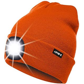 180`s Beanie Mütze mit LED-Beleuchtung Schwarz Nr.10 Laufmütze Sportmütze Licht 