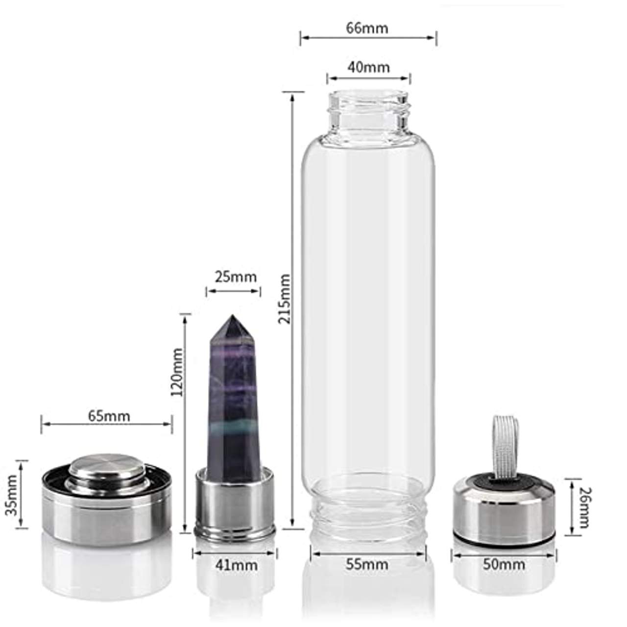 ChezMax Kristallglas Wasserflasche Energieflasche Wellness Edelstein Wasserflasche