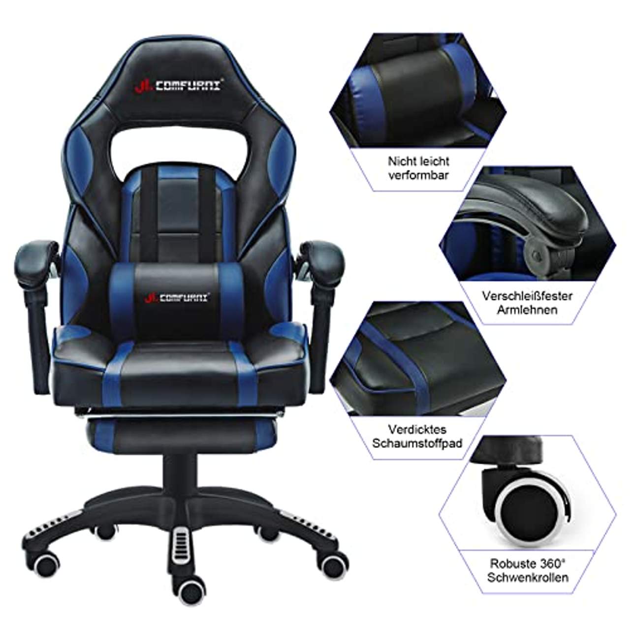 JL Comfurni Gaming Stuhl Bürostuhl Racing Stuhl Ergonomischer Chefsessel