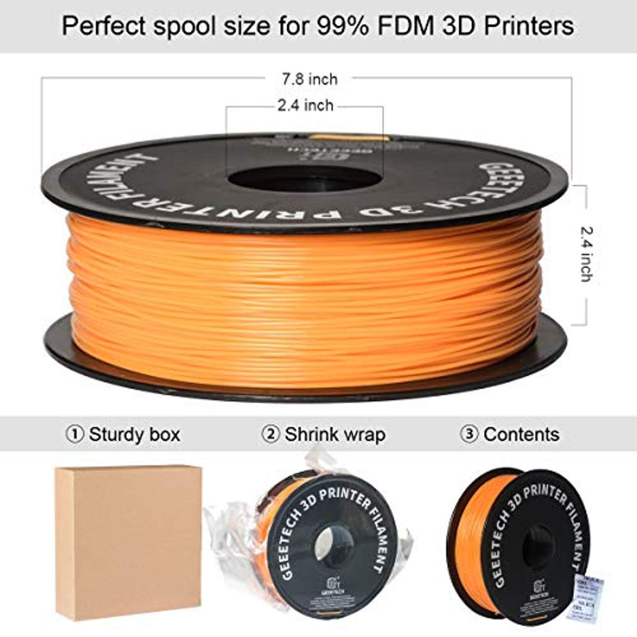 GEEETECH Filament PLA 1.75mm for 3D Drucker 1kg Spool