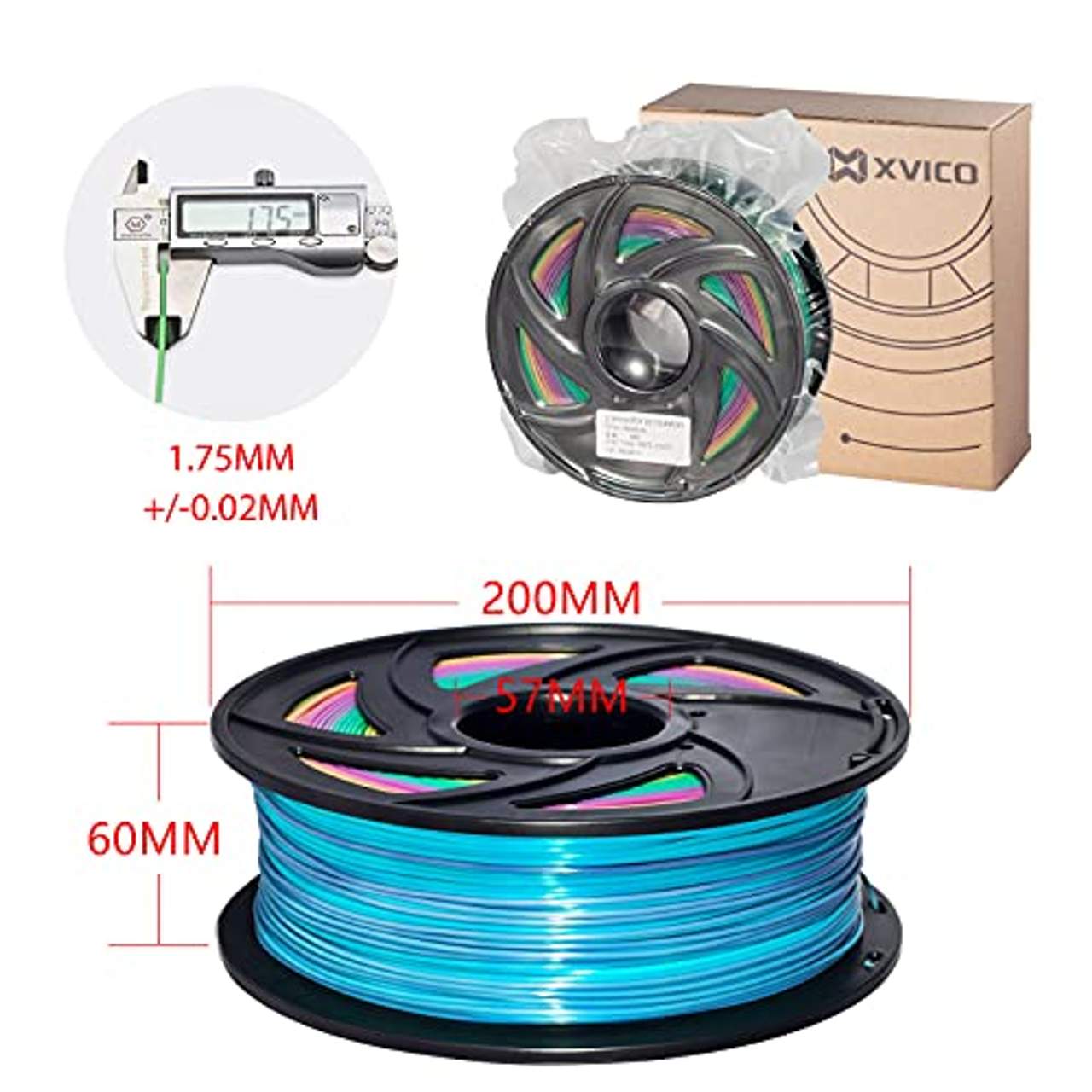 3D Filament Pla 1kg Rainbow 3d Drucker Pla Filament 1.75mm Multicolor
