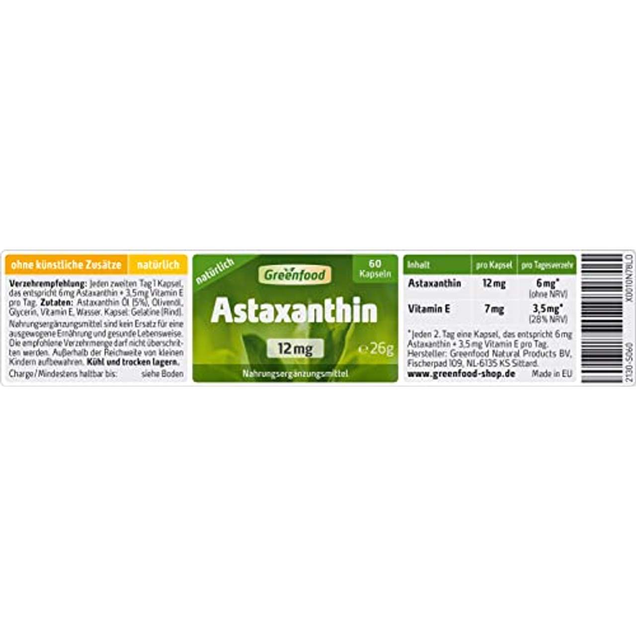 Greenfood Astaxanthin 12 mg hochdosiert