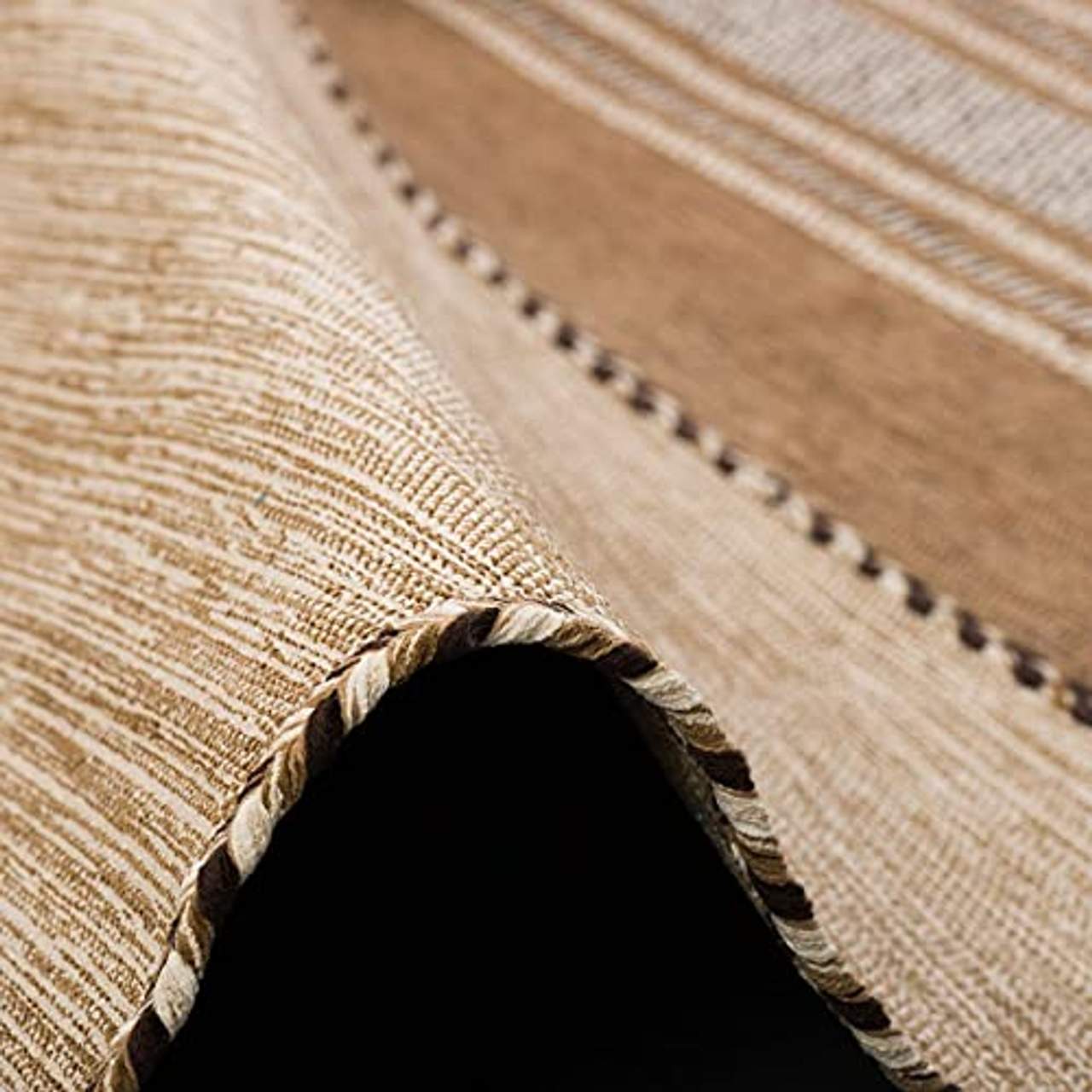 Navarro Natur Teppich Bauwolle Kelim Beige Braun in 6 Größen