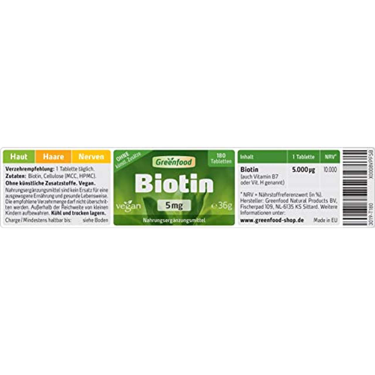 Greenfood Biotin 5 mg
