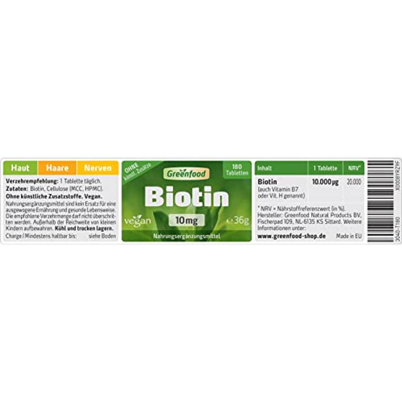 Greenfood Biotin 10 mg