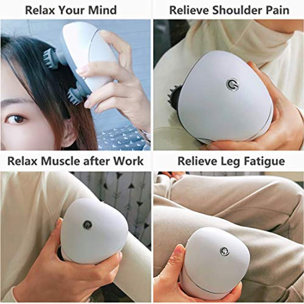 UMARIE Elektrisches Kopfhaut-Massagegerät Tragbares Kopfmassagegerät 4 Massageköpfen