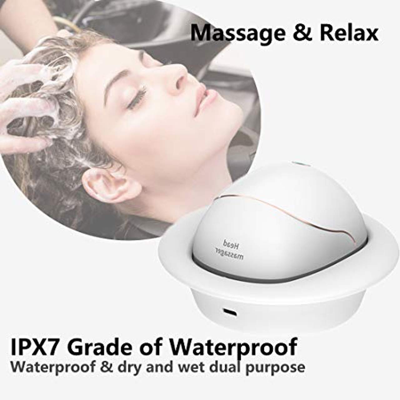 UMARIE Elektrisches Kopfhaut-Massagegerät Tragbares Kopfmassagegerät 4 Massageköpfen