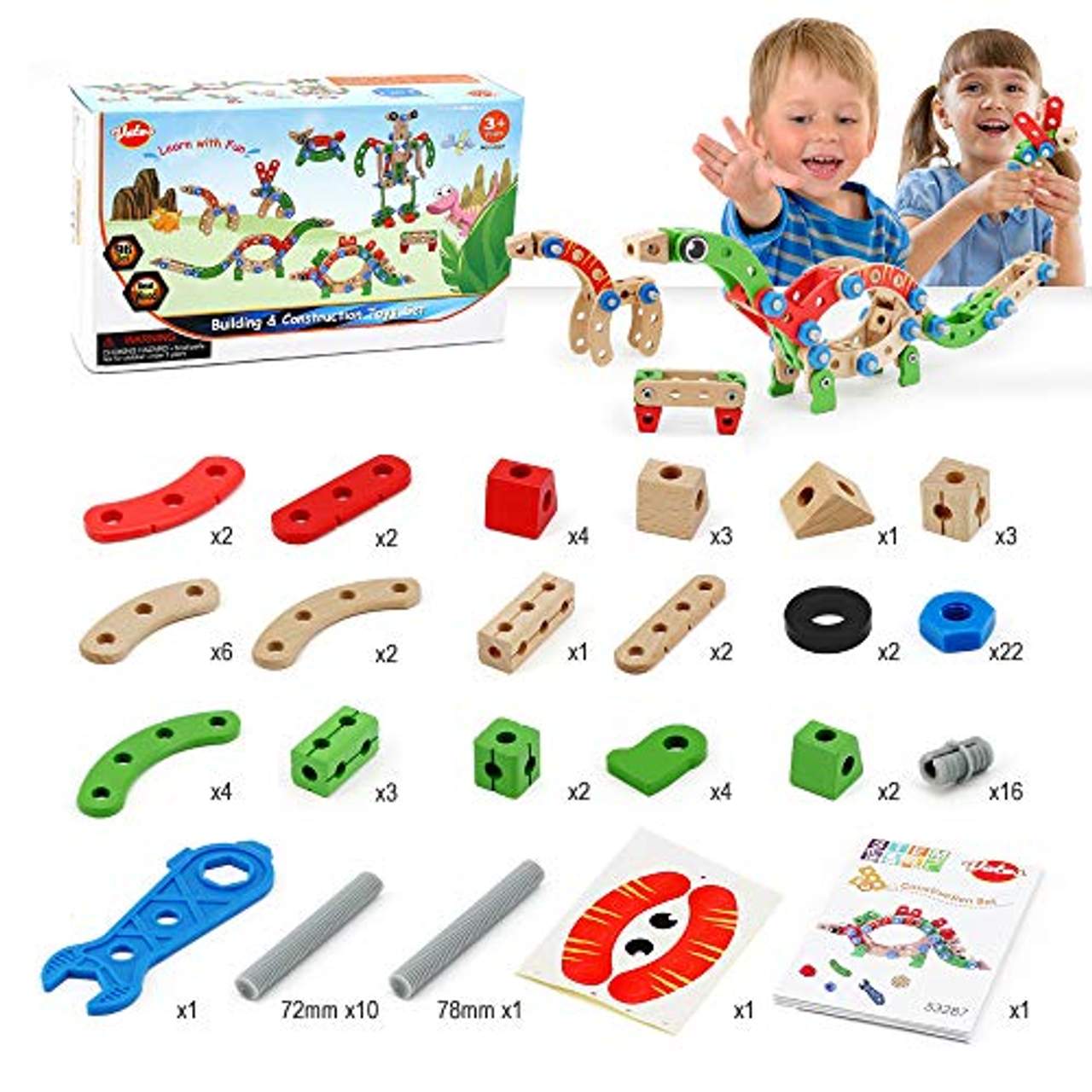 VATOS Holz Konstruktionsspielzeug Pädagogisches Montessori Spielzeug 