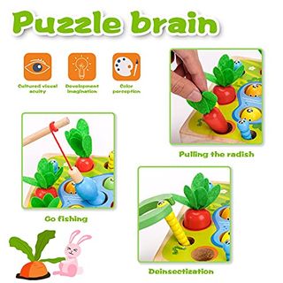 Fun Holzspielzeug für Baby Kinder Montessori Spielzeug für Jungen Mädchen 3in1 