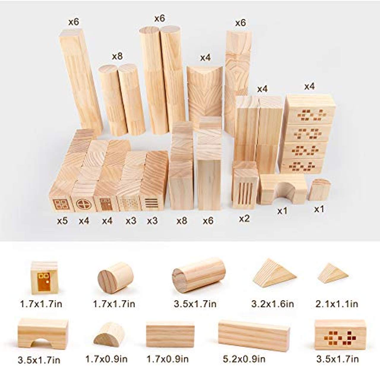 VATOS Holzbausteine Pädagogisches Montessori Spielzeug  