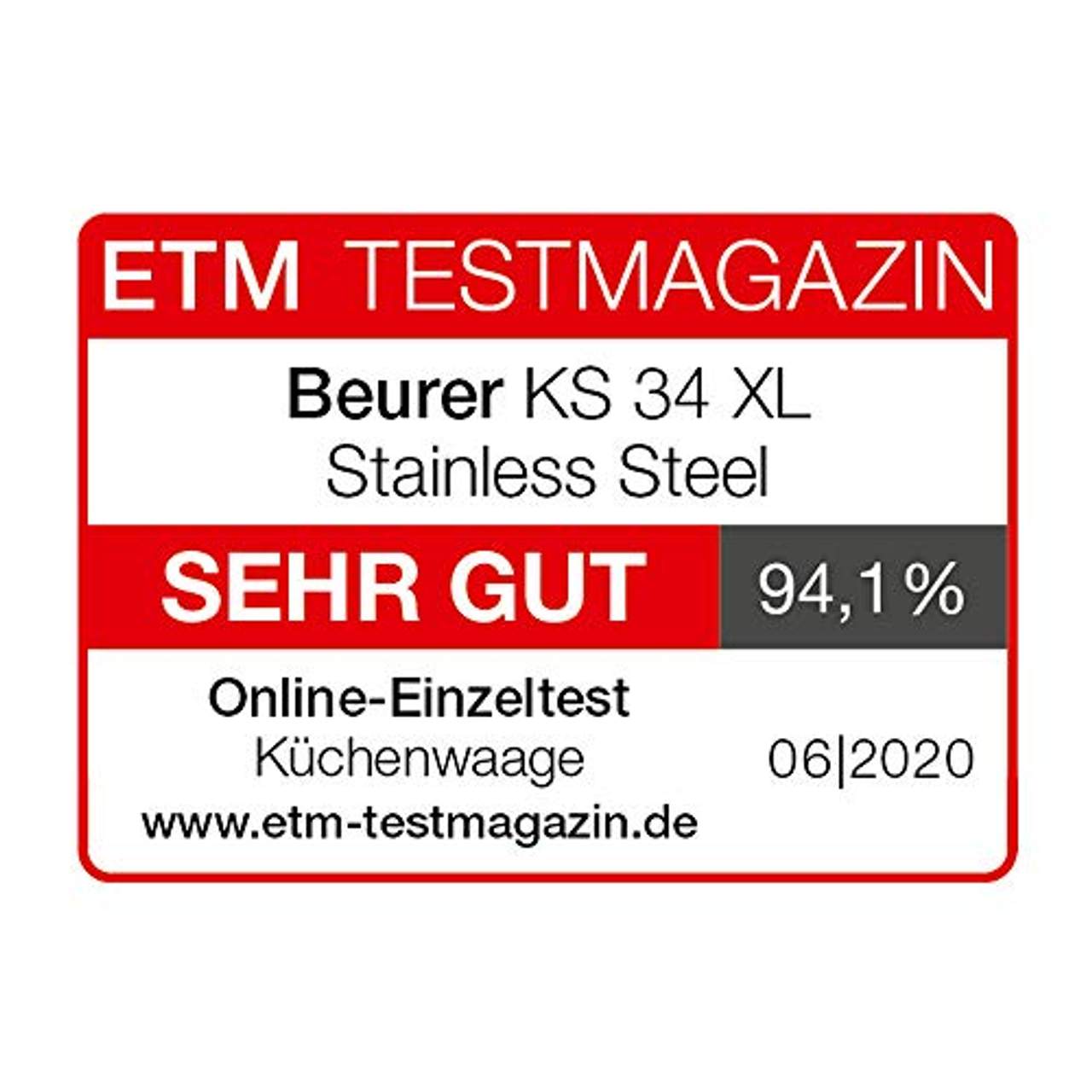 Beurer KS 34 XL stainless steel Küchenwaage aus Edelstahl