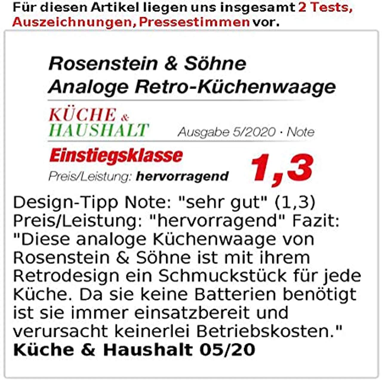 Rosenstein & Söhne Mechanische Küchenwaage: Analoge Retro-Küchenwaage
