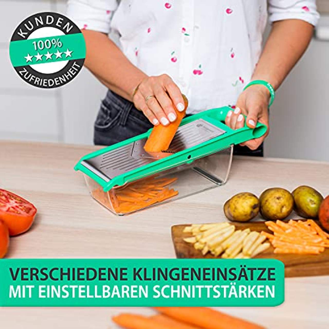 freegreen Premium Obst- & Gemüsehobel aus Edelstahl