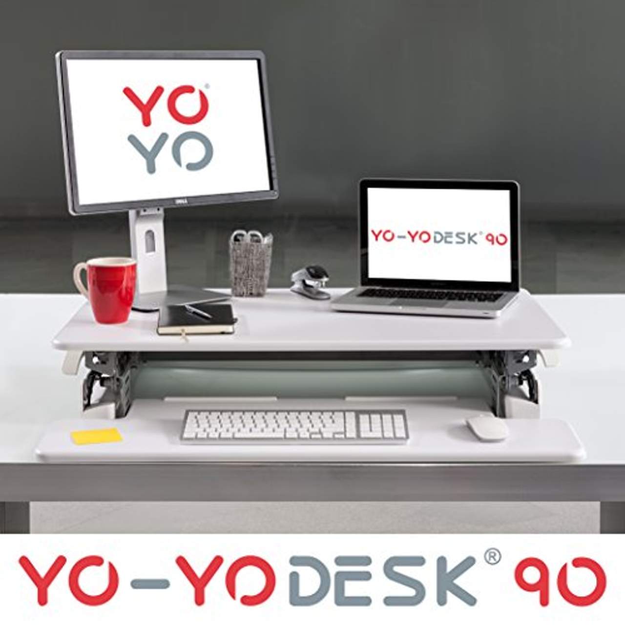 Yo-Yo DESK 90 Sitz Steh Schreibtisch Aufsatz - TÜV Rheinland geprüft