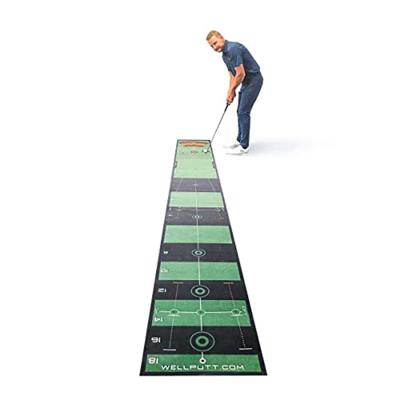 Wellputt Golf Putting Mat 4 Meter, mit Trainingsapp für iOS & Android