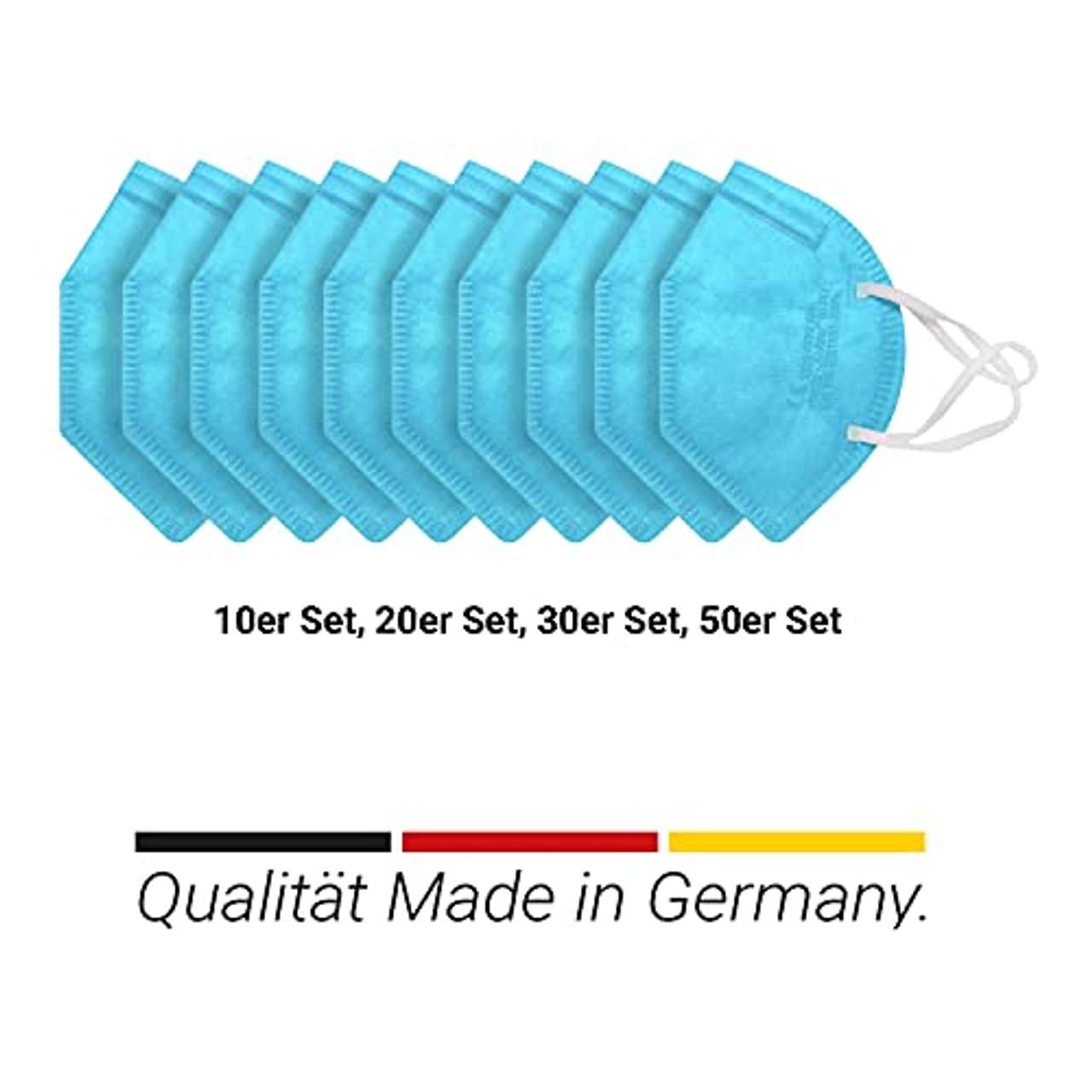 elasto 10x FFP2 Masken CE Zertifiziert  Made in Germany - hellblau