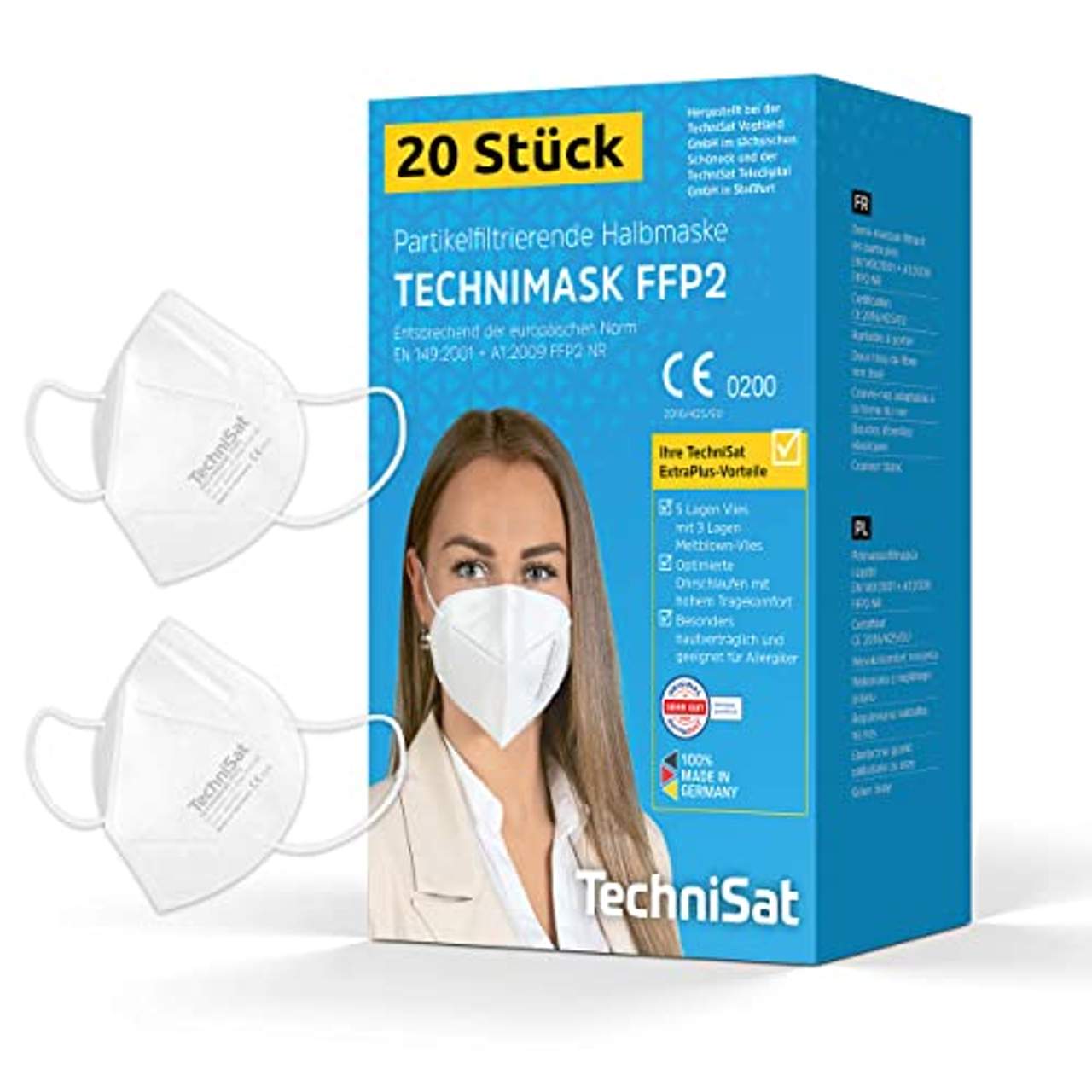 TechniSat Technimask FFP2 Maske 20 Stück Made in Germany