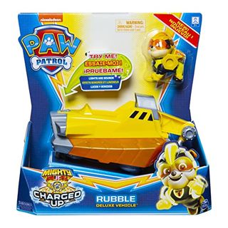 PAW PATROL 6056874 Charged Up Rubble’s Vehicle with Lights and Sounds Mighty