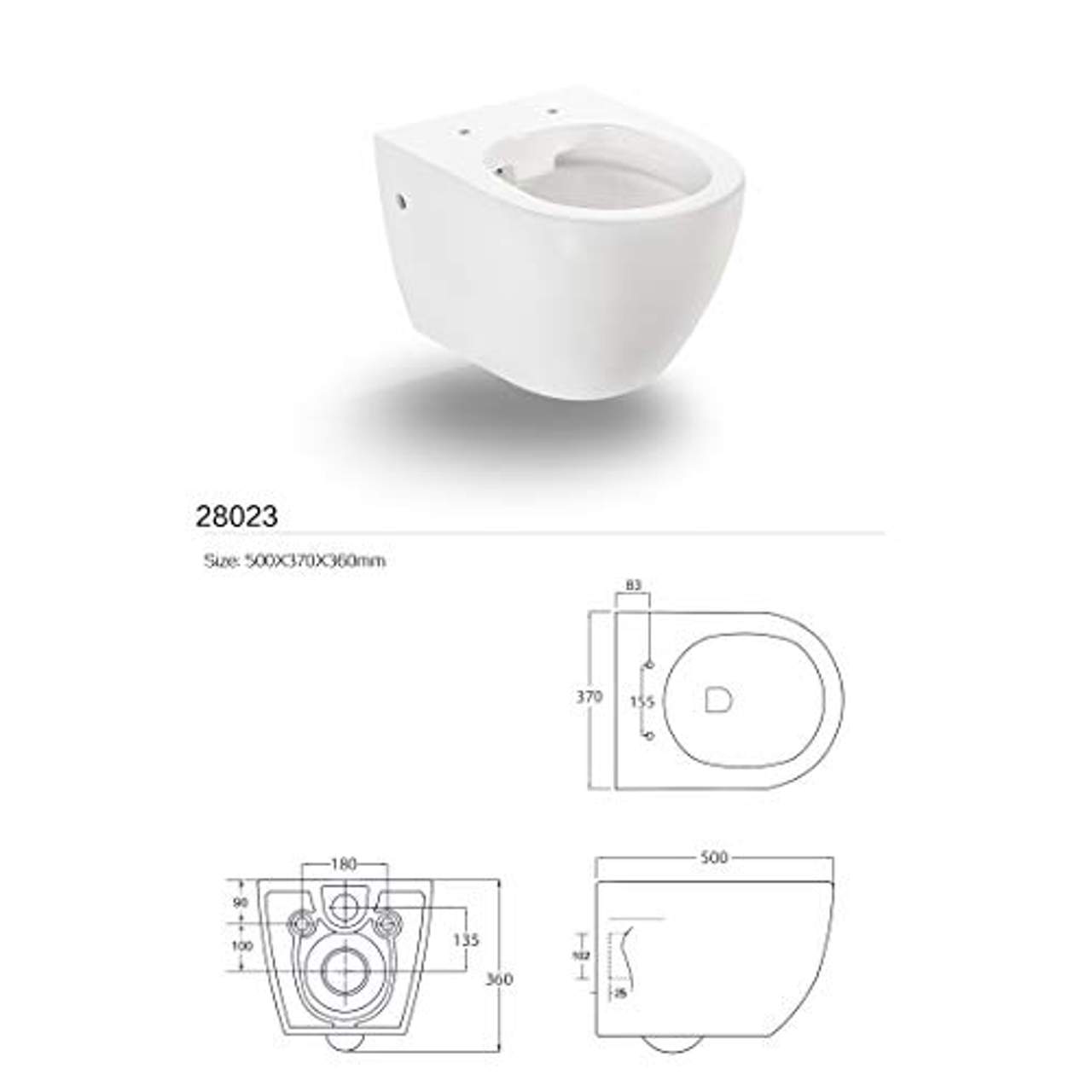 ADOB spülrandlose WC Keramik Nanoversiegelung Hänge WC Toilette