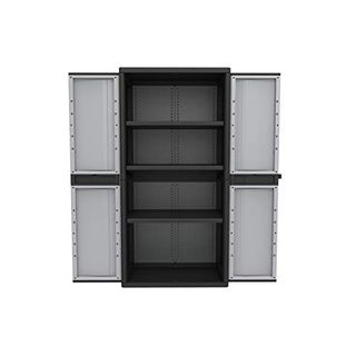 Kreher XXL Kunststoffschrank mit 3 höhenverstellbaren Böden und abschließbaren Türen