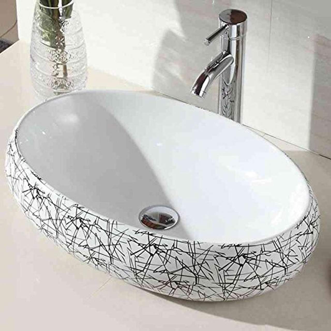 HomeLava Badezimmer-Waschbecken Weiß Keramikbecken Set
