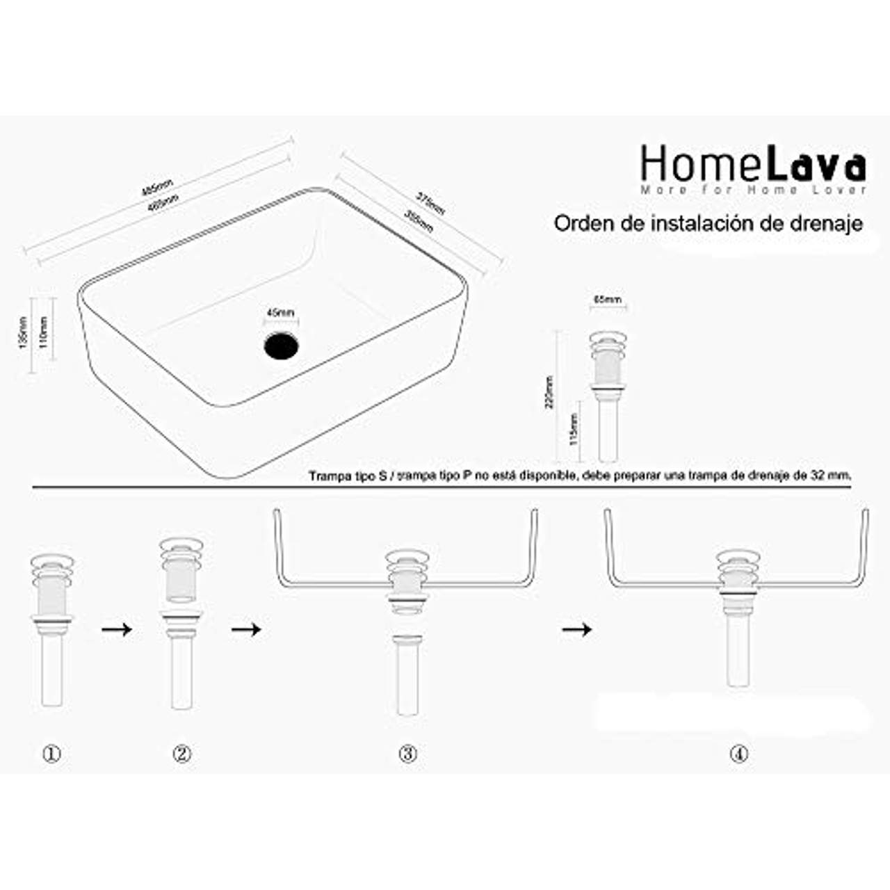 Homelava Aufsatzwaschbecken Waschbecken mit Wasserablauf und Pop up 