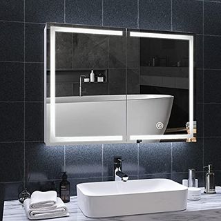 DICTAC spiegelschrank Bad mit LED Beleuchtung und Steckdose