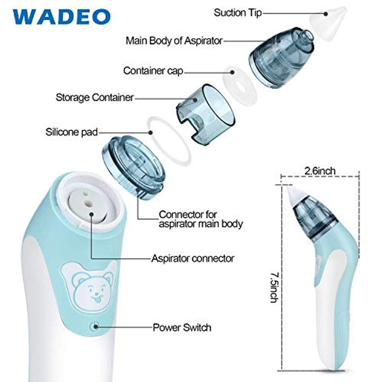 Baby nasensauger elektrisch WADEO Nasal Aspirator Lebensmittelqualität