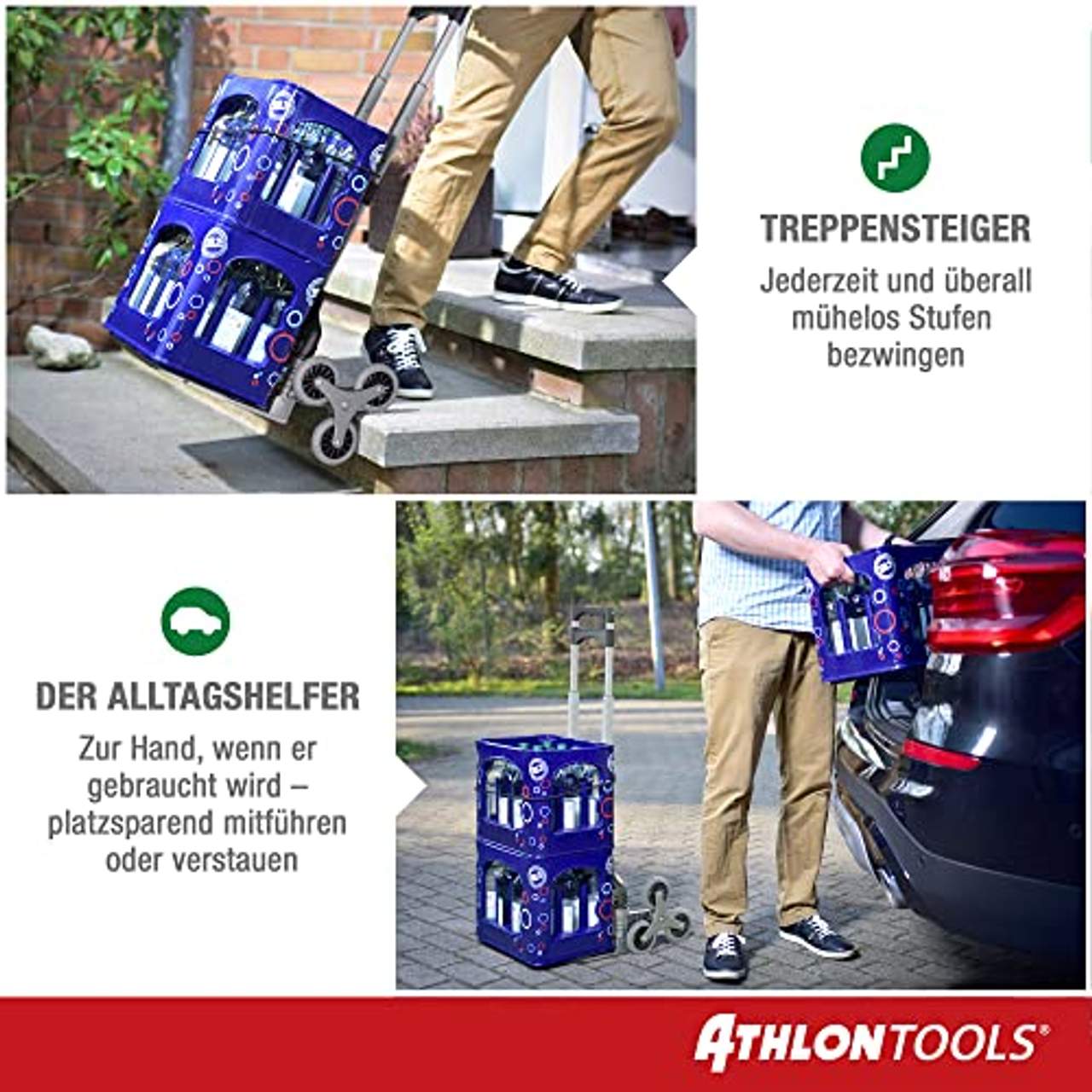 ATHLON TOOLS Aluminium Treppensteiger-Sackkarre klappbar