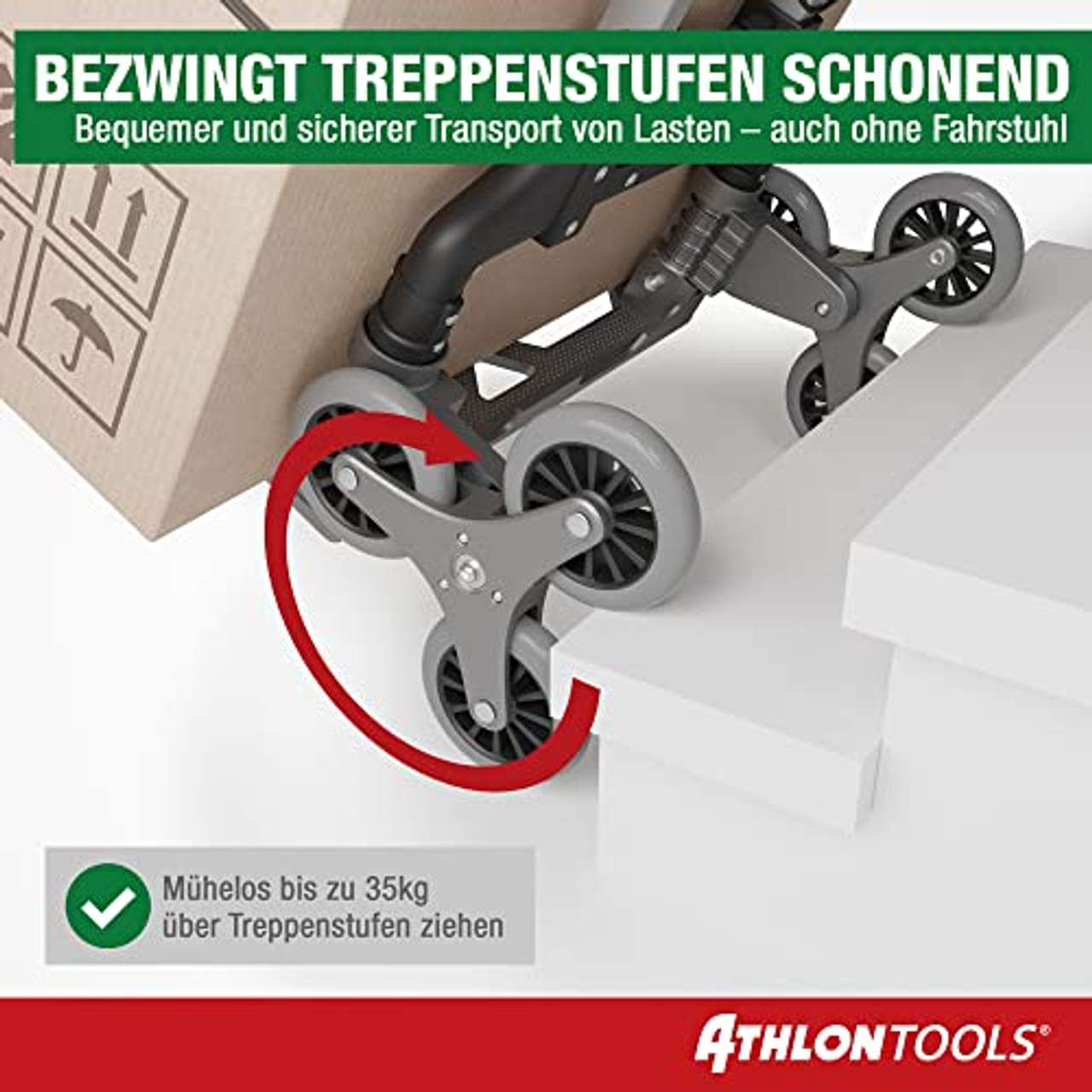 ATHLON TOOLS Aluminium Treppensteiger-Sackkarre klappbar