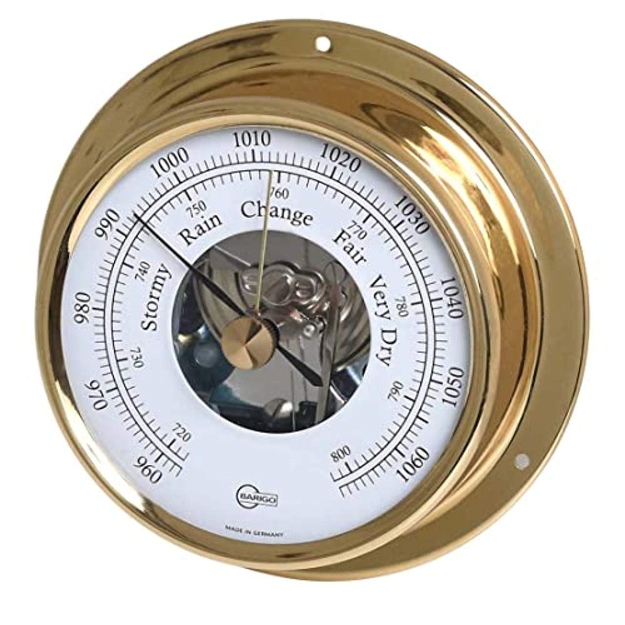 Barigo 1710 Schiffsbarometer Barometer Tempo S messing analog 88mm