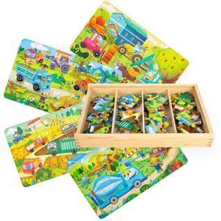 VATOS 4 Verschiedene Baby Holzpuzzle Spielzeug ab 3 4 5 Jahren Jigsaw