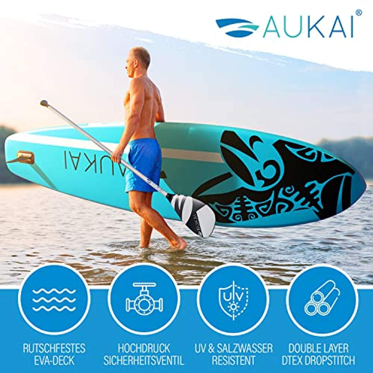 Aukai SUP Surfboard 320cm Ocean Stand Up Paddle Board aufblasbar