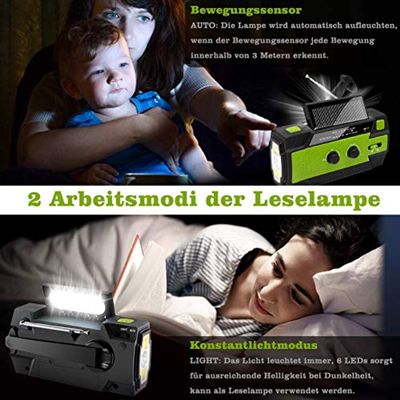 Nigecue Solar Radio Tragbar Kurbelradio Dynamo Radio