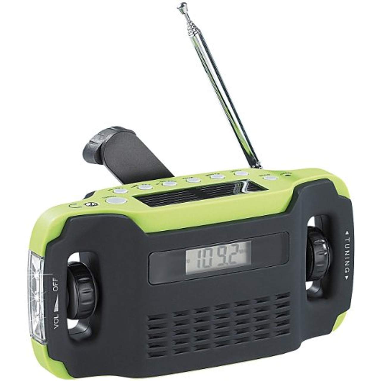 infactory Kurbelradio: Batteriefreies Solar- & Dynamo-Koffer-Radio