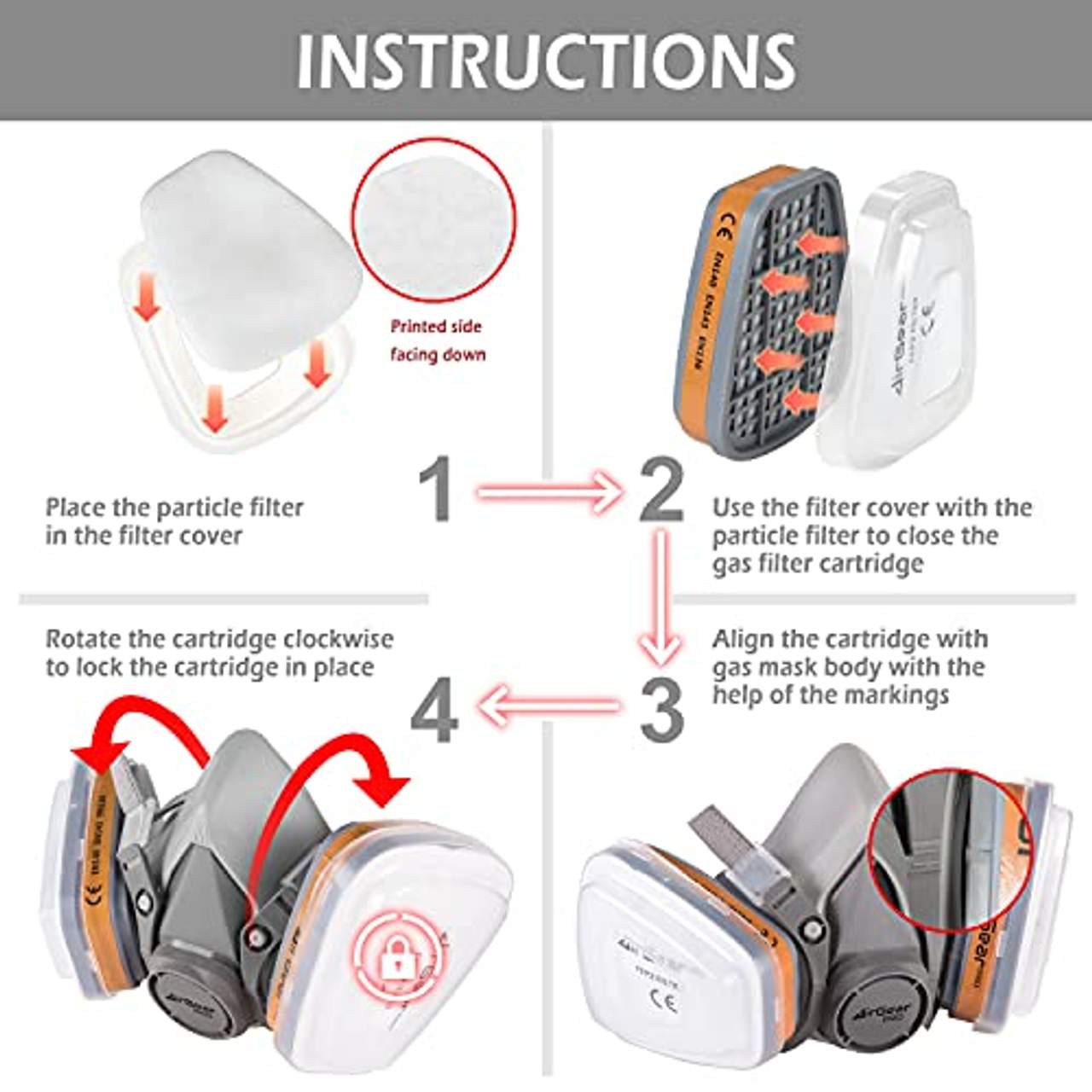 AirGearPro G-500 Atemschutzmaske mit Filter