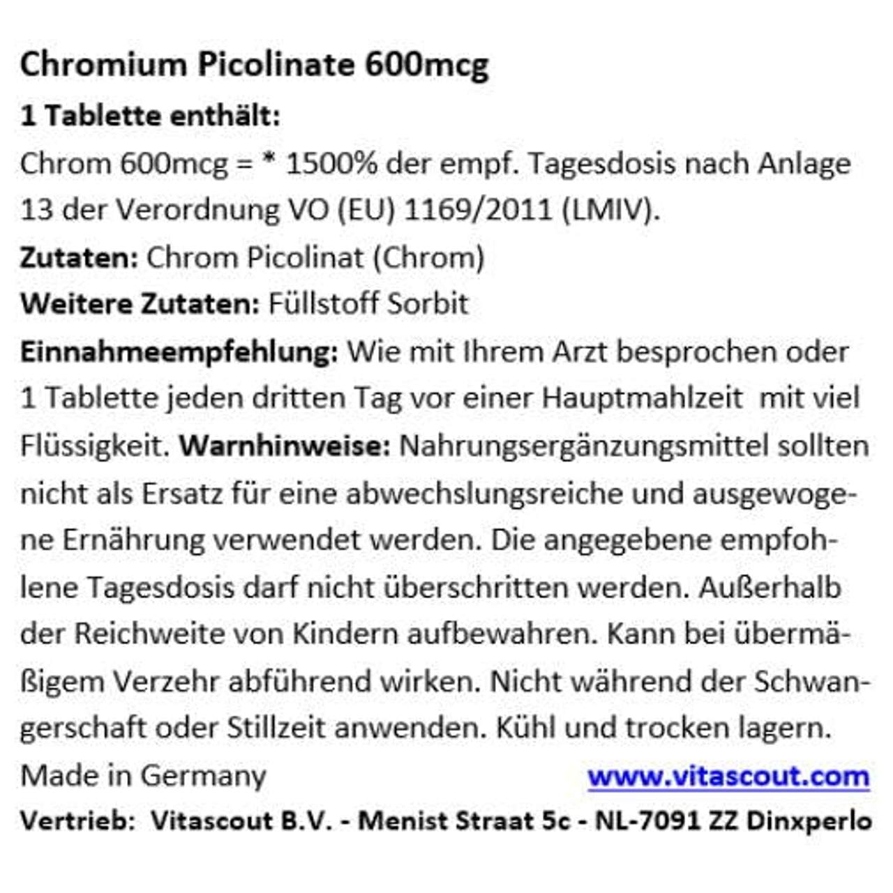 Chromium Picolinate 600mcg PRO Tablette