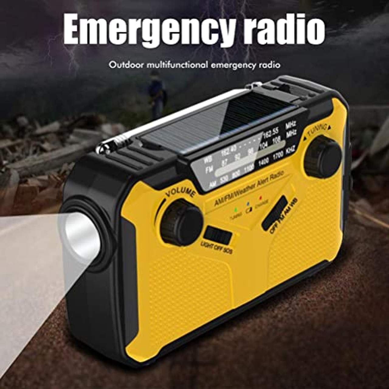 HEITIGN AM FM Kurbelradio Solar Radio Kurbel Notfall Tragbares Notfallradio
