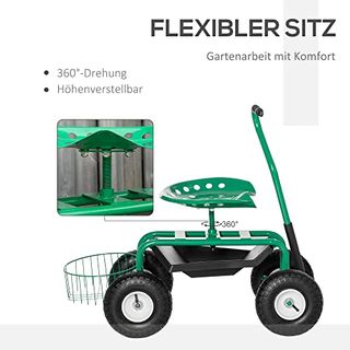 Korb Rollsitz Werkstattwagen bis 150kg belastbar Gartenwagen Rollwagen Sitz 