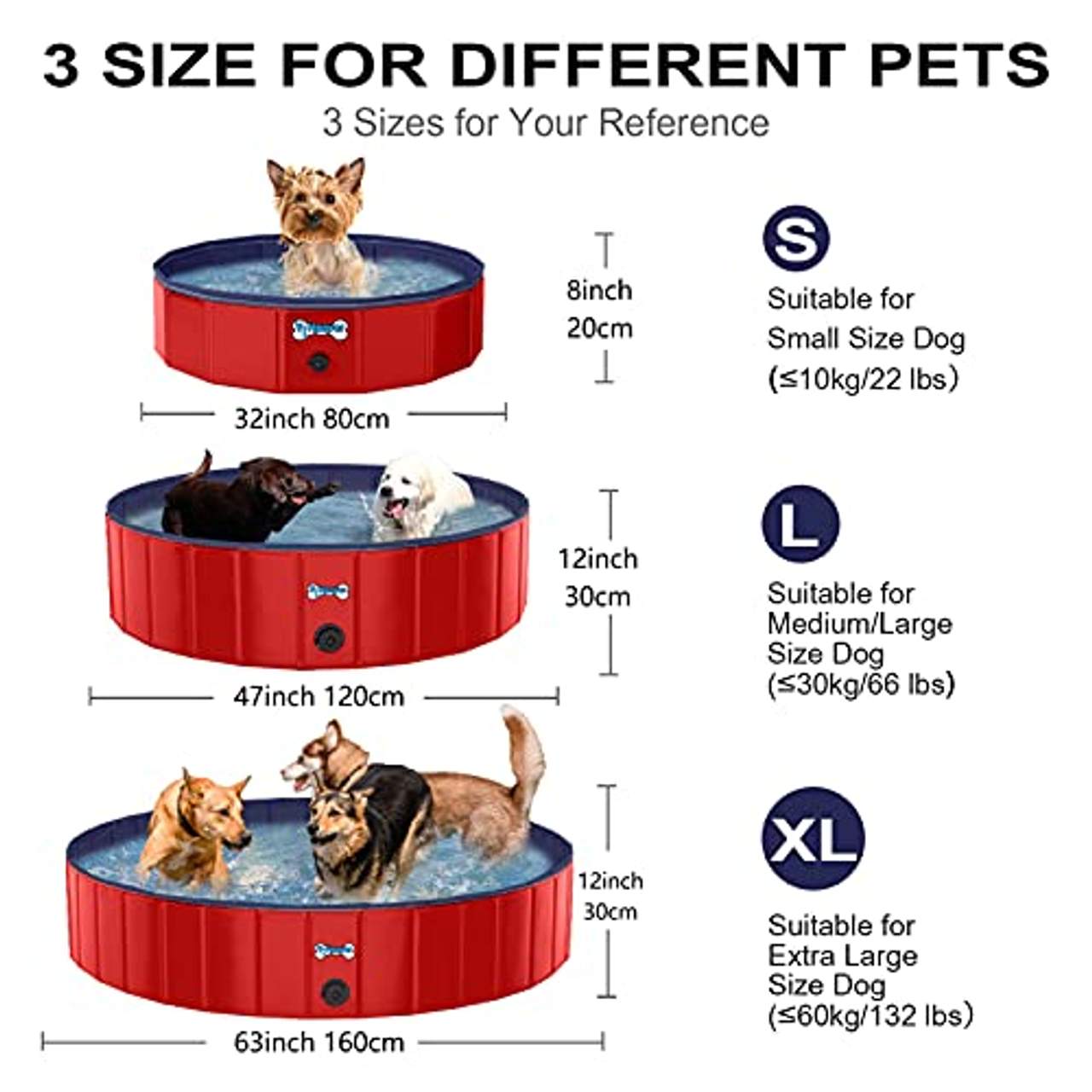 V-HANVER Faltbarer Hundepool für Kleine Mittlere und Große Hunde