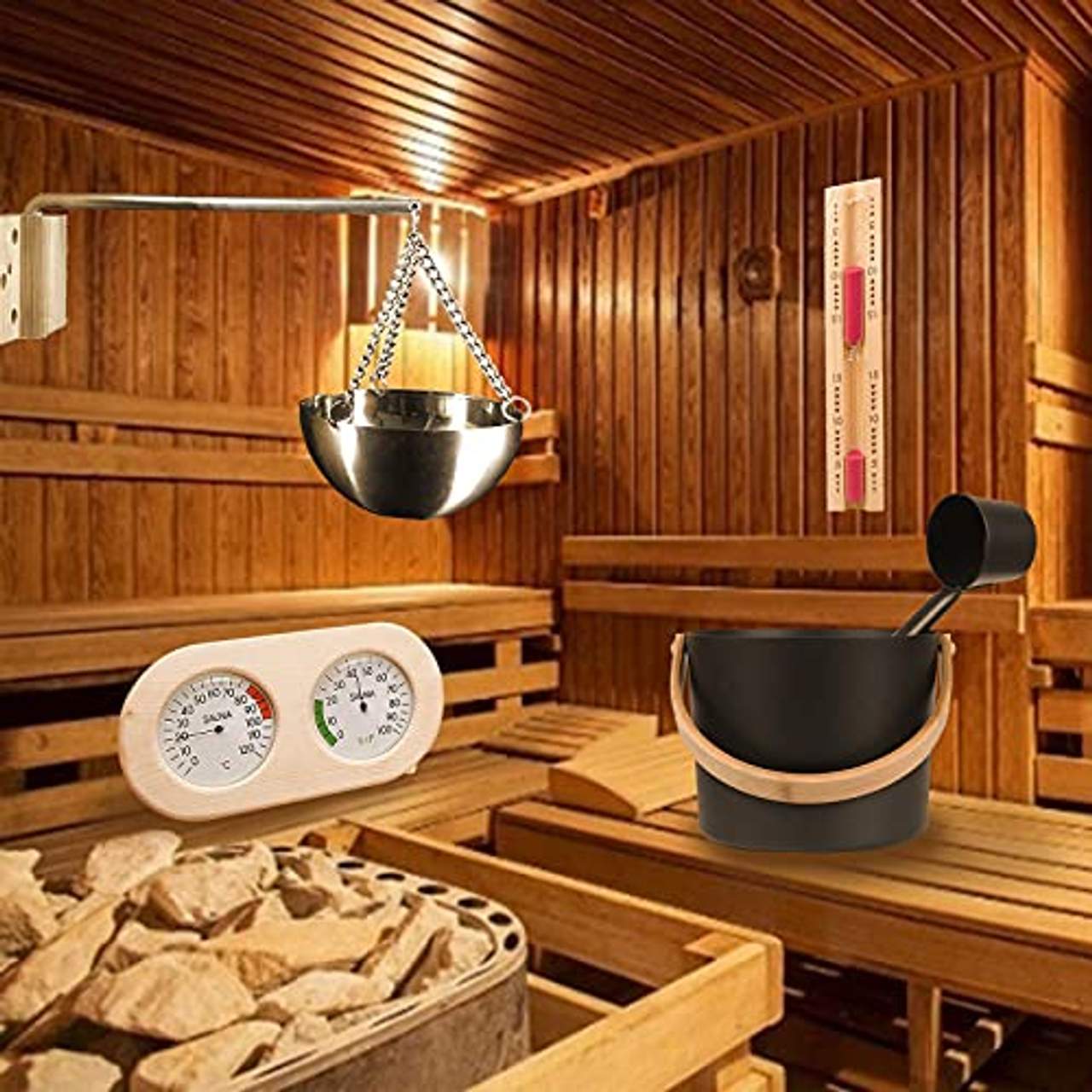 PEALOV Sauna-ZubehöRset Saunaeimer SaunaküBel