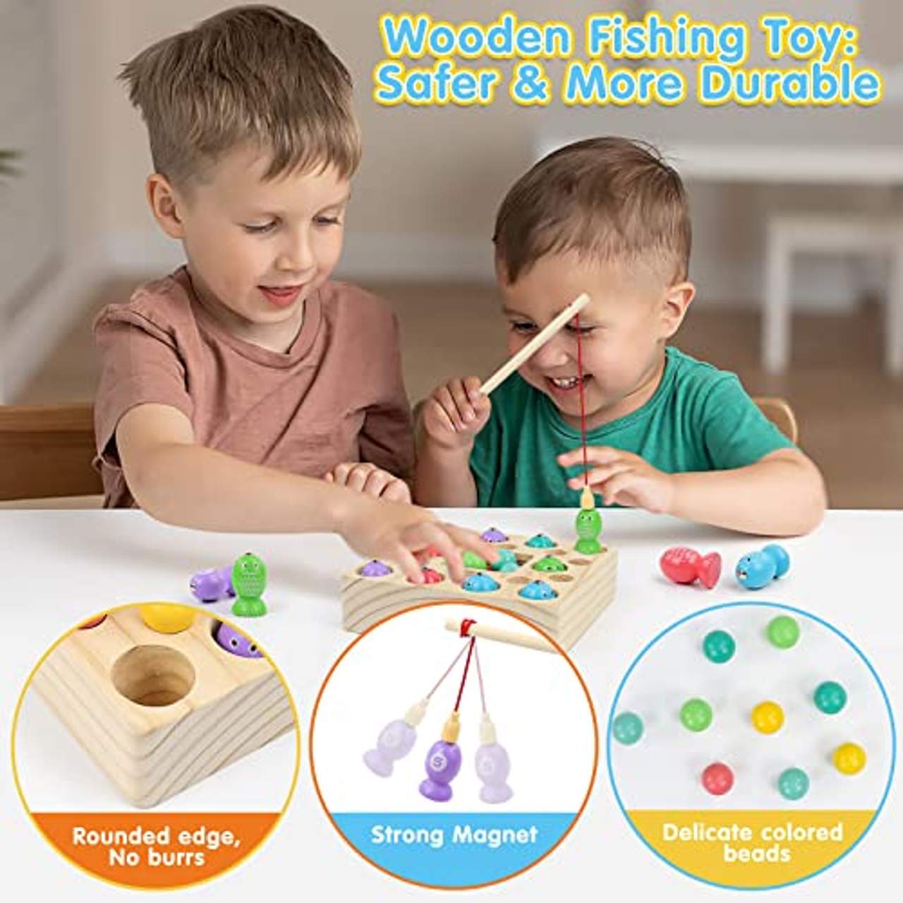 Symiu Holzspielzeug Angelspiel Montessori Lernspielzeug 