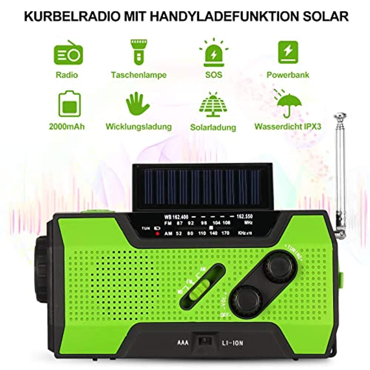 FORNORM Kurbelradio mit Handyladefunktion Solar