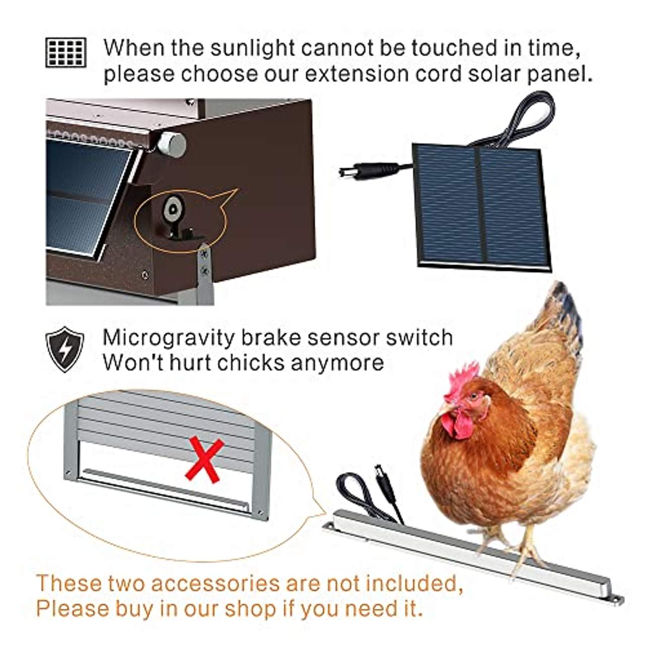 TAOLEI Hühnerstalltür mit Rollladen Rollladentor Solar programmierbare Zeitschaltuhr