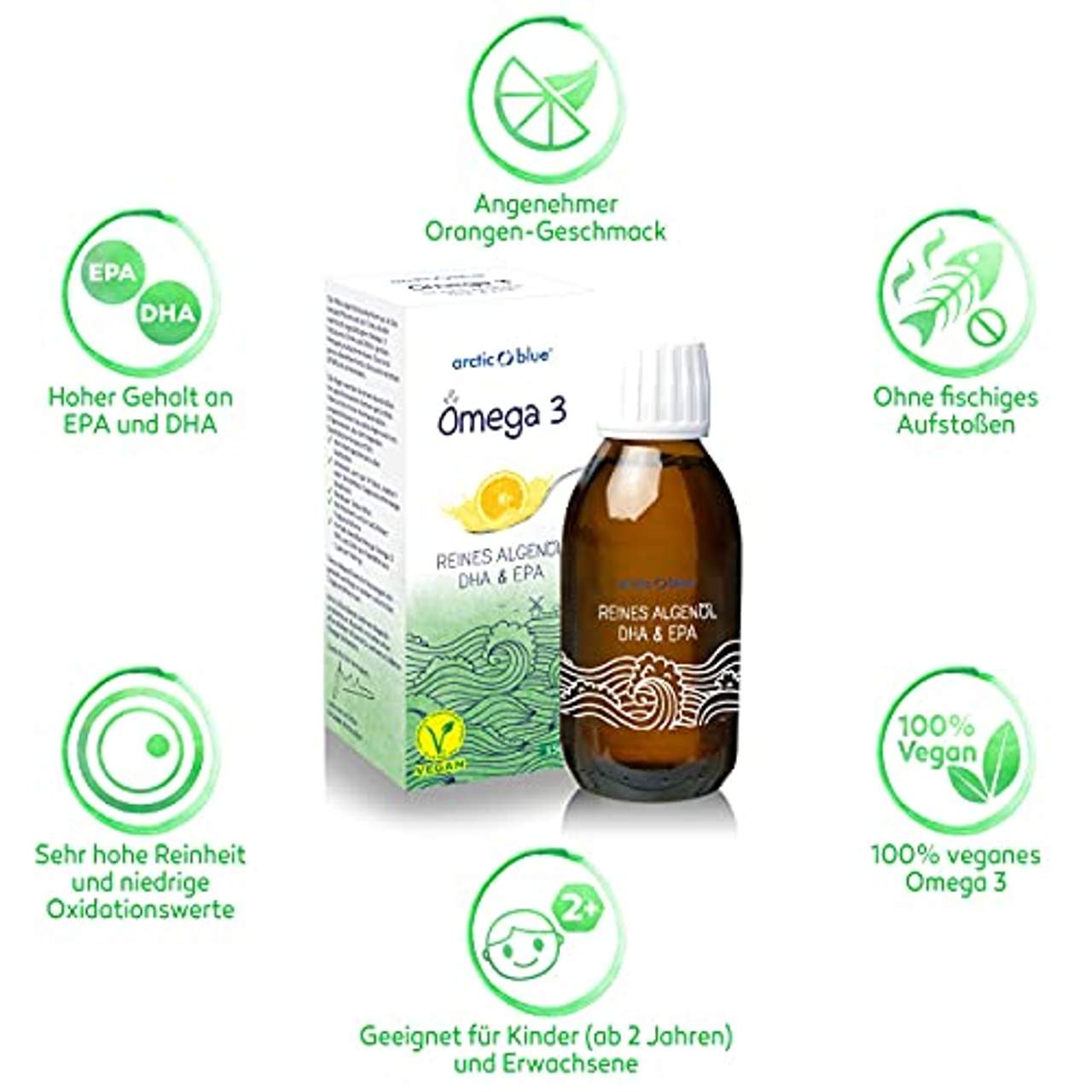 Premium Omega 3 veganes Algenöl 150 ml