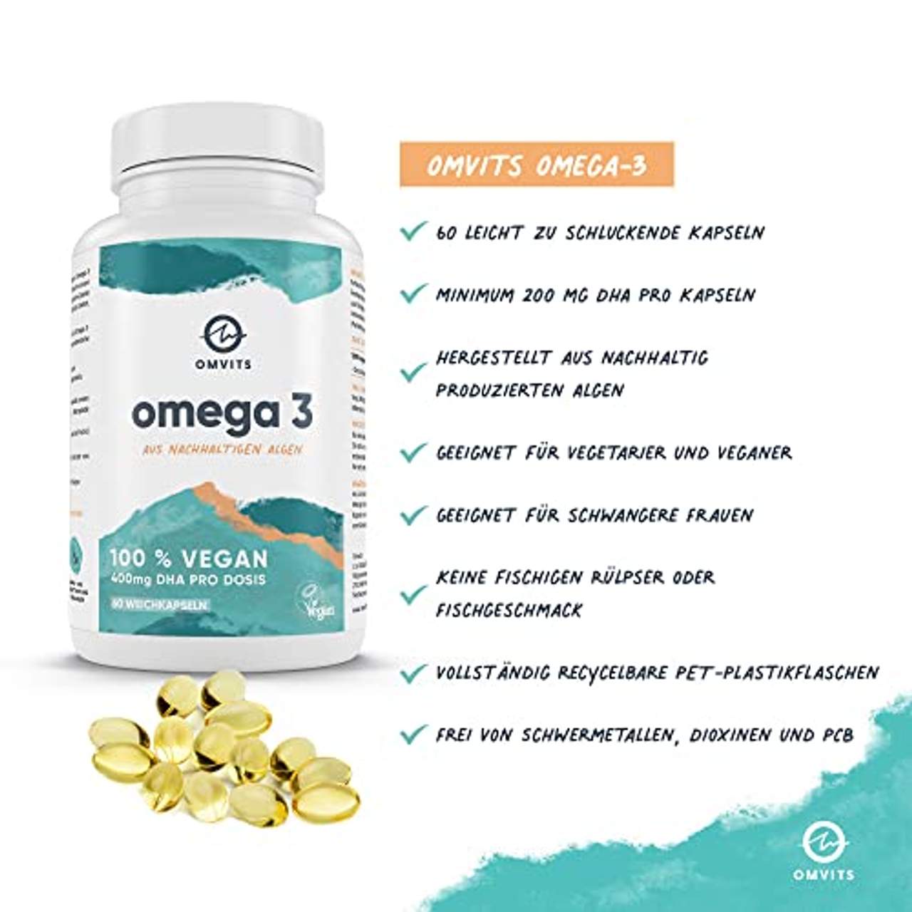 Omega 3 Vegan Algenöl Kapseln hochdosiert