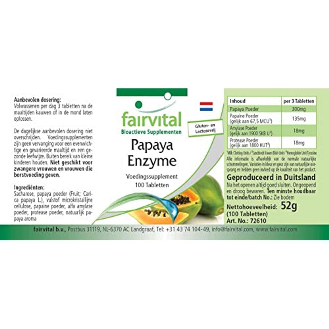 fairvital Papaya Enzym Tabletten